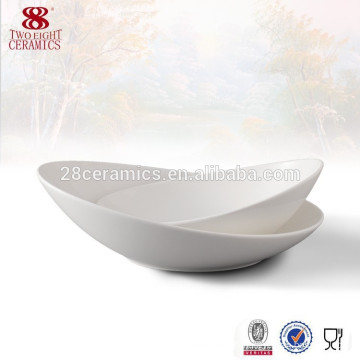 Cheap white ceramic unique shallow salad bowls oval bowl